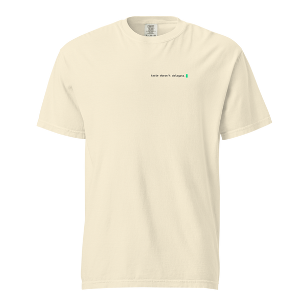 mercer — taste does not delegate tee, ivory, left-chest mono